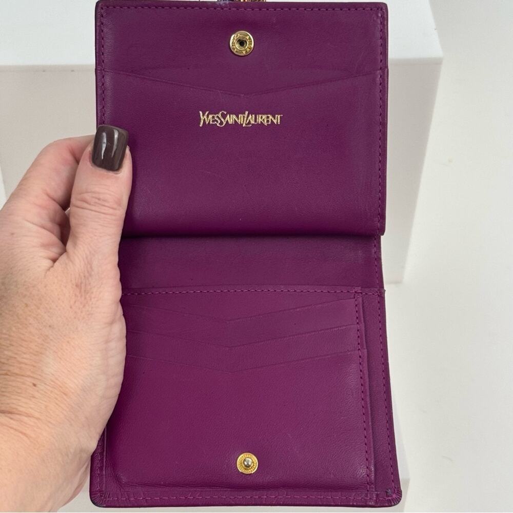 Yves Saint Laurent Purple Small Women's Wallet with decorative kiss lock snap - Picture 8 of 11